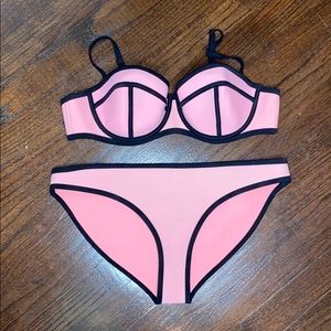 TRIANGL Pink and Black Bikini